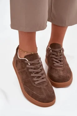 Damskie Big Star Shoes Zamszowe Sneakersy Damskie Big Star SS274676 HI-POLY SYSTEM Brązowe