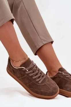 Damskie Big Star Shoes Zamszowe Sneakersy Damskie Big Star SS274676 HI-POLY SYSTEM Brązowe