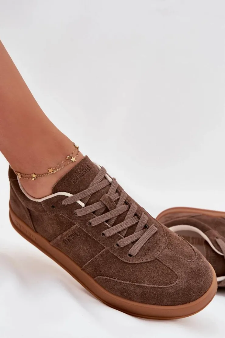 Damskie Big Star Shoes Zamszowe Sneakersy Damskie Big Star SS274676 HI-POLY SYSTEM Brązowe