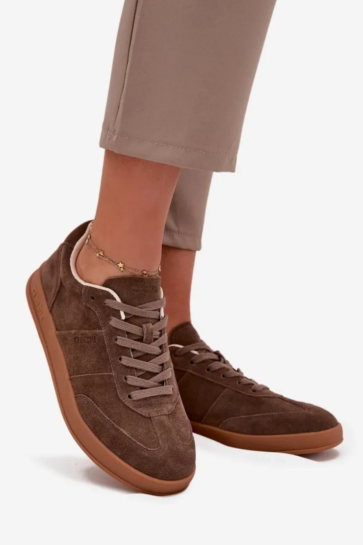 Damskie Big Star Shoes Zamszowe Sneakersy Damskie Big Star SS274676 HI-POLY SYSTEM Brązowe