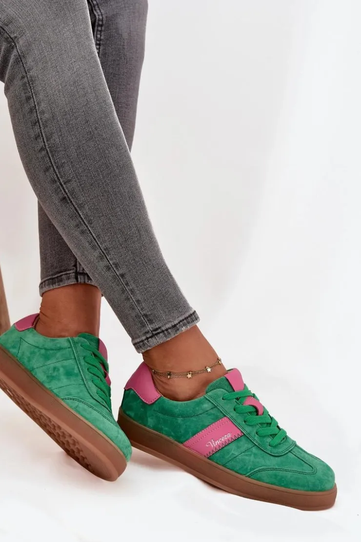 Damskie Buty damskie Vinceza Zamszowe Sneakersy Damskie Vinceza 79576 Zielone