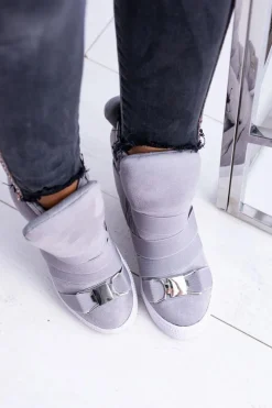 Discount Boto Zamszowe Sneakersy Na Koturnie Lu Boo Szare