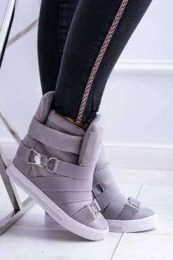 Discount Boto Zamszowe Sneakersy Na Koturnie Lu Boo Szare