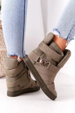 New Boto Zamszowe Sneakersy Na Koturnie Lu Boo Oliwkowe