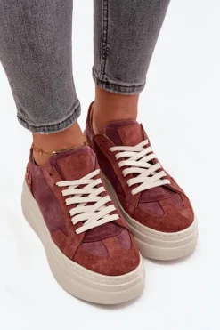 Zazoo Buty Sportowe Na Platformie*Zamszowe Sneakersy Na Masywnej Platformie N1270S3 Fioletowe