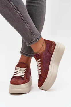 Zazoo Buty Sportowe Na Platformie*Zamszowe Sneakersy Na Masywnej Platformie N1270S3 Fioletowe