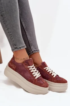 Zazoo Buty Sportowe Na Platformie*Zamszowe Sneakersy Na Masywnej Platformie N1270S3 Fioletowe