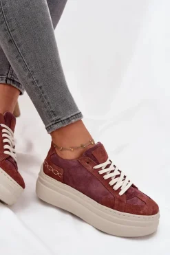 Zazoo Buty Sportowe Na Platformie*Zamszowe Sneakersy Na Masywnej Platformie N1270S3 Fioletowe