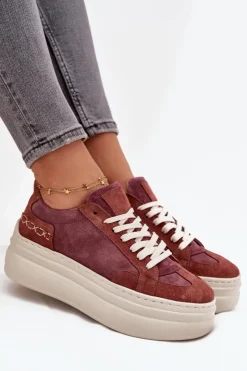 Zazoo Buty Sportowe Na Platformie*Zamszowe Sneakersy Na Masywnej Platformie N1270S3 Fioletowe