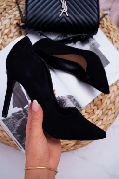 Damskie Damskie buty S.Barski Zamszowe Szpilki S.Barski L65-1 Czarne