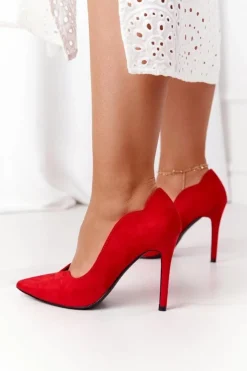 Clearance Damskie buty S.Barski Zamszowe Szpilki S.Barski L65-1 Czerwone