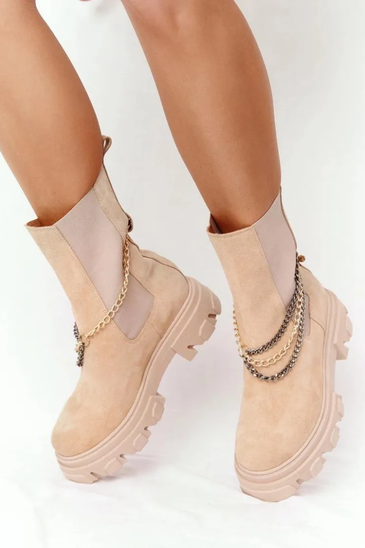 Boto Botki Wiosenne|Brązowe I Beżowe Botki*Zamszowe Sztyblety Workery Lewski Shoes 2998-0 Piaskowe