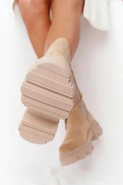 Boto Botki Wiosenne|Brązowe I Beżowe Botki*Zamszowe Sztyblety Workery Lewski Shoes 2998-0 Piaskowe