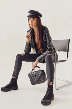 New Boto Zamszowe Trapery Na Platformie Czarne Here I Am