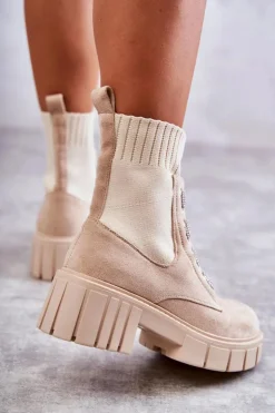 Boto Czarne Botki|Brązowe I Beżowe Botki*Zamszowe Wsuwane Botki Skarpetkowe Beżowe Hope