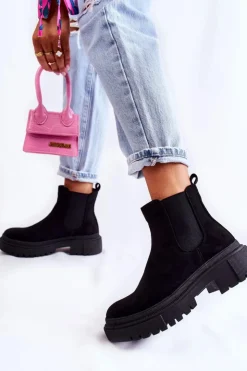 Best Boto Zamszowe Wsuwane Botki Workery Czarne Lorea