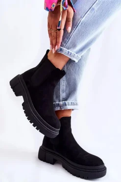 Best Boto Zamszowe Wsuwane Botki Workery Czarne Lorea