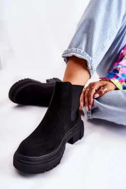 Best Boto Zamszowe Wsuwane Botki Workery Czarne Lorea