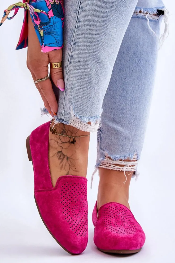 Damskie buty S.Barski Loafersy Damskie|Mokasyny Damskie Zamszowe*Zamszowe Wygodne Mokasyny Fuksja Giovana