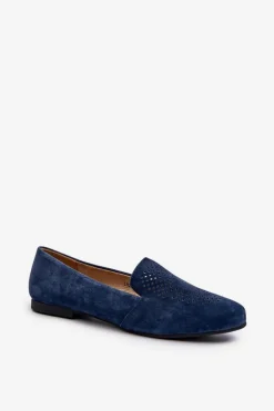 Damskie buty S.Barski Mokasyny Damskie Zamszowe*Zamszowe Wygodne Mokasyny Granatowe Giovana