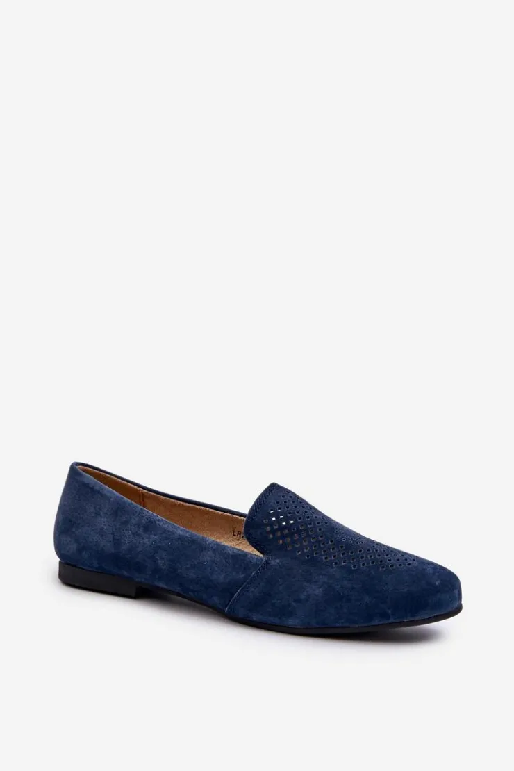 Damskie buty S.Barski Mokasyny Damskie Zamszowe*Zamszowe Wygodne Mokasyny Granatowe Giovana