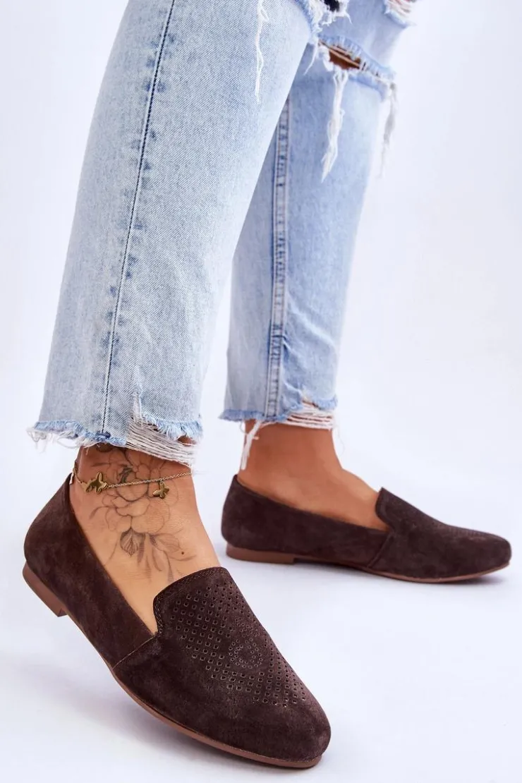 Damskie buty S.Barski Zamszowe Wygodne Mokasyny Brązowe Giovana