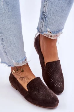 Damskie buty S.Barski Zamszowe Wygodne Mokasyny Brązowe Giovana