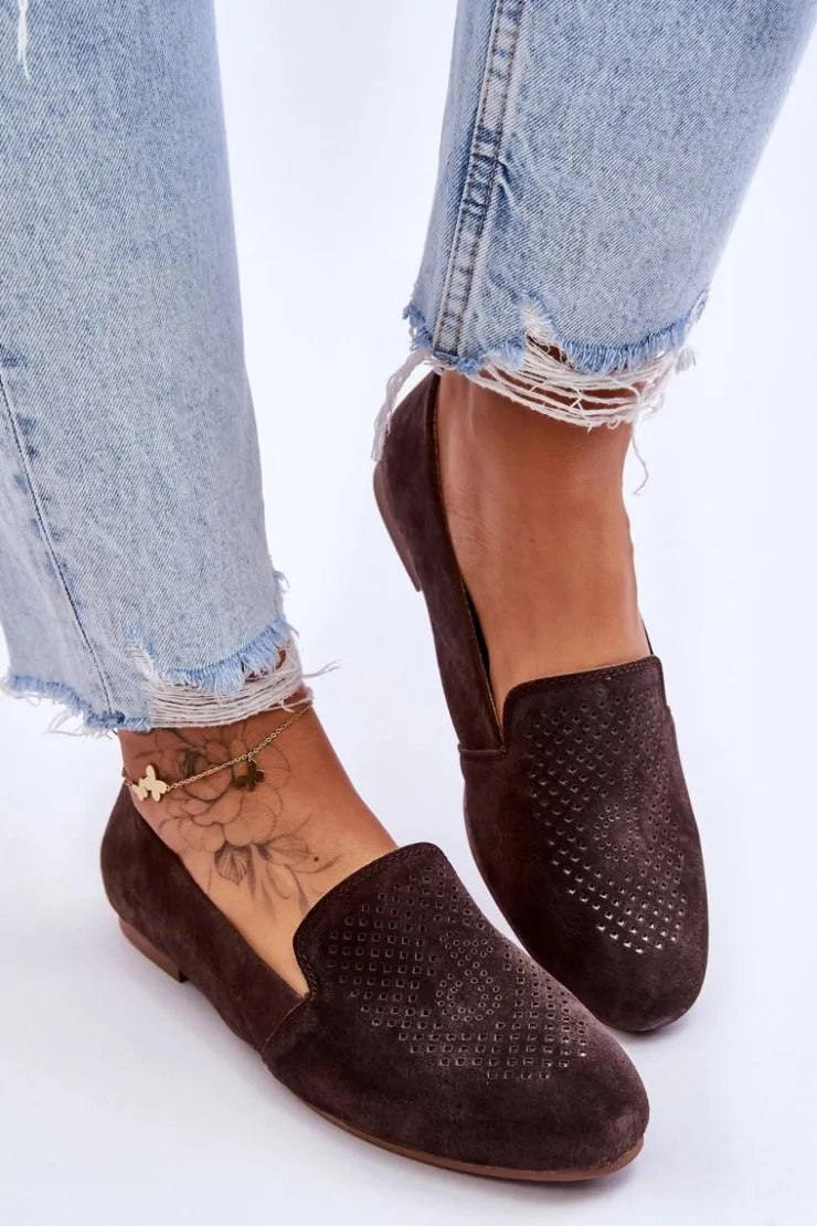 Damskie buty S.Barski Zamszowe Wygodne Mokasyny Brązowe Giovana