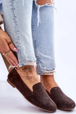 Damskie buty S.Barski Zamszowe Wygodne Mokasyny Brązowe Giovana