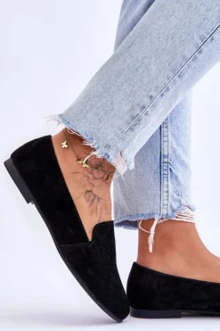 Damskie buty S.Barski Loafersy Damskie|Mokasyny Płaskie*Zamszowe Wygodne Mokasyny Czarne Giovana Czarny