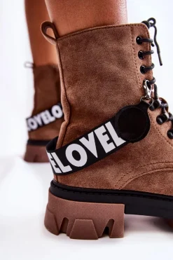 Damskie Boto Zamszowe Wysokie Botki Z Ociepleniem Brązowe Danity