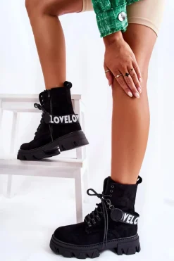 Boto Botki Ocieplane|Damskie Trapery*Zamszowe Wysokie Botki Z Ociepleniem Czarne Danity Czarny