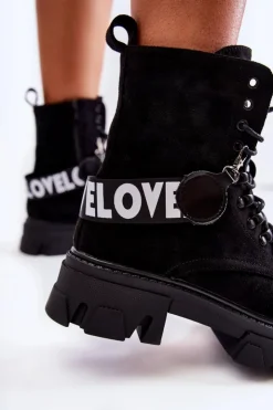 Boto Botki Ocieplane|Damskie Trapery*Zamszowe Wysokie Botki Z Ociepleniem Czarne Danity Czarny