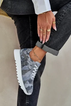 Damskie Damskie buty S.Barski Zamszowe Wzorzyste Buty Sportowe Na Platformie Z Brokatem D&A LR51-635 e