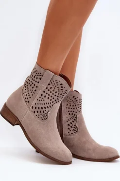 Hot Zazoo 3305/2 Damskie Ażurowe Botki Cappuccino