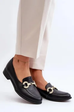 Zazoo Loafersy Damskie|Mokasyny Płaskie*2880 Damskie Mokasyny Skórzane Z Ozdobą Czarne Czarny