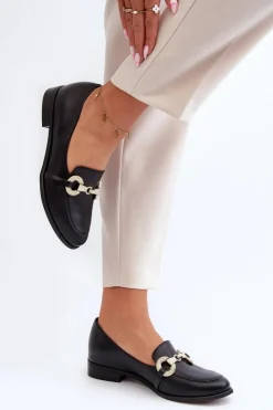 Zazoo Loafersy Damskie|Mokasyny Płaskie*2880 Damskie Mokasyny Skórzane Z Ozdobą Czarne Czarny