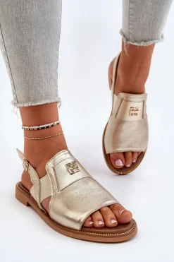 Best Zazoo 40385 Damskie Skórzane Sandały Złote Złoty