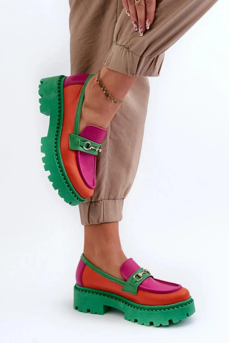 Zazoo Mokasyny Damskie Skórzane*3476 Mokasyny Skórzane Damskie Zielone