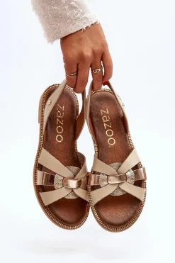 Damskie Zazoo 40382 Sandały Damskie Skórzane Beżowe
