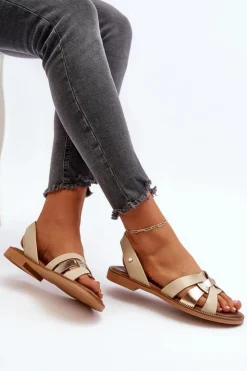 Damskie Zazoo 40382 Sandały Damskie Skórzane Beżowe