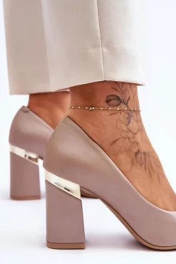 Boto Czółenka Na Słupku|Czółenka Klasyczne*Zazoo 3117 Skórzane Czółenka Beżowe Beżowy