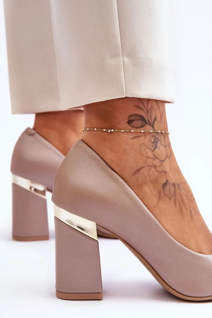 Boto Czółenka Na Słupku|Czółenka Klasyczne*Zazoo 3117 Skórzane Czółenka Beżowe Beżowy