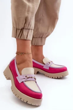 Damskie Zazoo 3475 Skórzane Damskie Mokasyny Beżowe