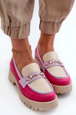 Damskie Zazoo 3475 Skórzane Damskie Mokasyny Beżowe