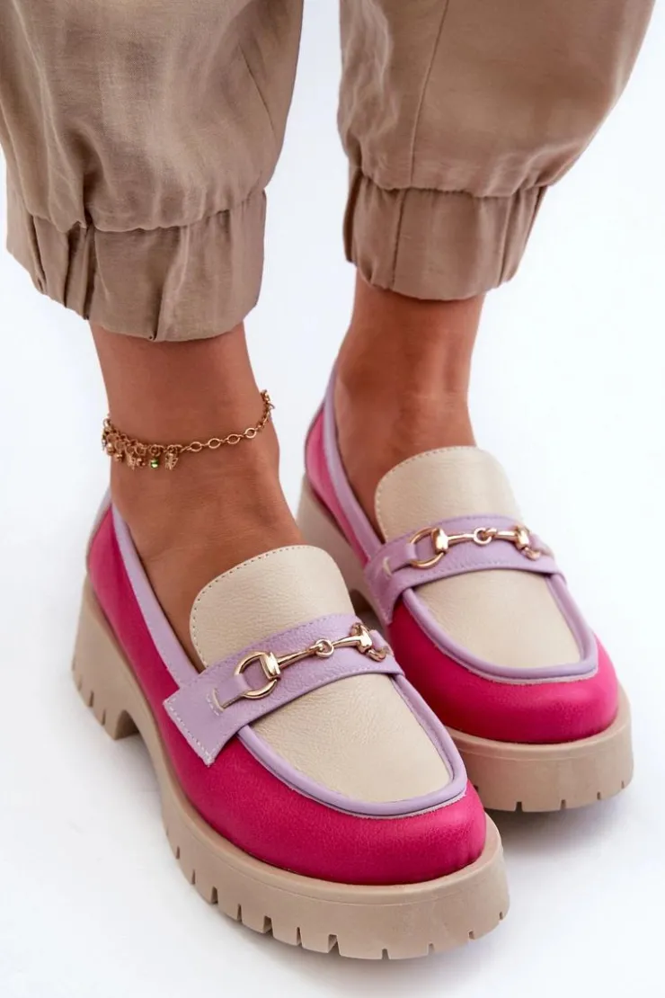 Damskie Zazoo 3475 Skórzane Damskie Mokasyny Beżowe