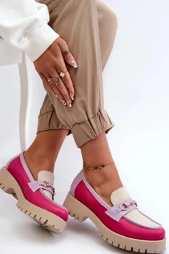 Damskie Zazoo 3475 Skórzane Damskie Mokasyny Beżowe