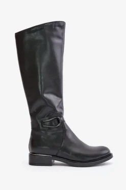 Zazoo Kozaki Ocieplane|Kozaki Płaskie*70140 Skórzane Kozaki Damskie Przed Kolano Ocieplane Czarne Czarny