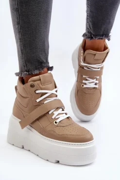 Zazoo Sneakersy Damskie*3450 Skórzane Sneakersy Damskie Beżowe Beżowy