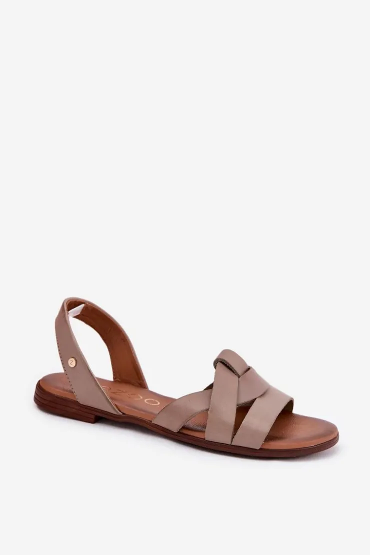 Damskie Zazoo 40185 Wygodne Skórzane Wsuwane Sandały Ciemnobeżowe